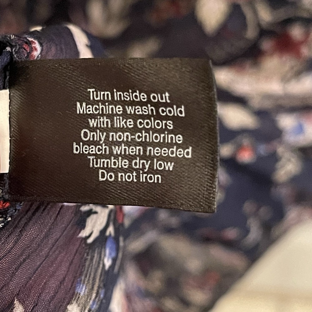 LANE BRYANT 26/28Sheer Navy Blue Floral Chiffon Asymmetrical Babydoll Tunic Boho - Picture 5 of 9